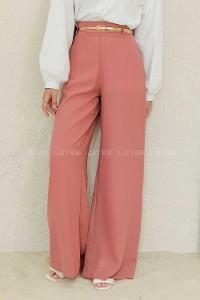 Modalamelif Parlak Kemerli Salaş Pantolon Gül