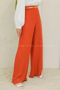 Modalamelif Parlak Kemerli Salaş Pantolon Kiremit