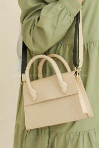 Modalamelif Trok Detaylı Rugan Çapraz Çanta Vizonrengi