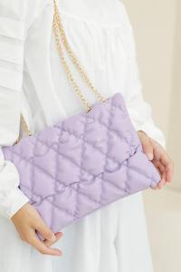 Modalamelif Zincir Askılı Kapitone Çapraz Çanta Lila