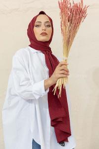 Modalamelif Keten Caz Şal Bordo