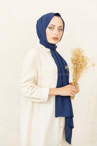 Modalamelif Keten Caz Şal Lacivert