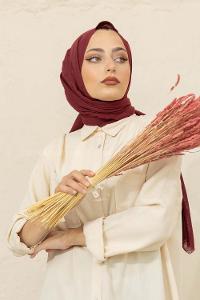 Modalamelif Düz Flamlı Acı Bordo Şal