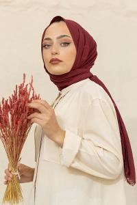 Modalamelif Düz Flamlı Acı Bordo Şal