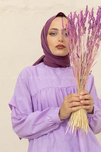 Modalamelif Düz Flamlı Eflatun Şal