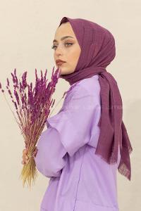 Modalamelif Düz Flamlı Eflatun Şal