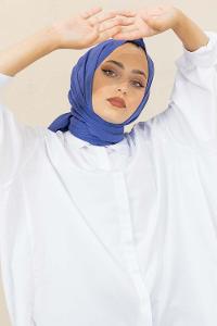 Modalamelif Düz Flamlı İndigo Şal