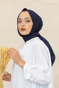 Modalamelif Düz Flamlı Lacivert Şal