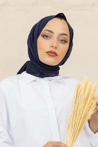 Modalamelif Düz Flamlı Lacivert Şal