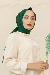 Modalamelif Düz Flamlı Zümrüt Yeşili Şal