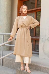 Modalamelif Yan Belden Bağlamalı Ayrobin Trenç Taş