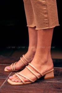 Modalamelif Topuklu Terlik Krem