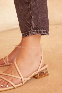 Modalamelif Şefaf Topuklu Sandalet Ten Rengi