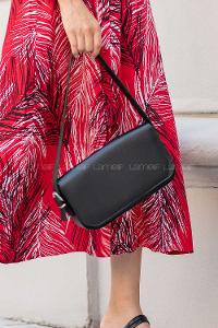 Modalamelif Kapak Kilitli Düz Renk Çapraz Çanta Siyah