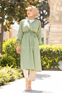 Modalamelif Yan Belden Bağlamalı Ayrobin Trenç Çağla