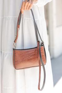 Modalamelif Bagget  Desen Çapraz Çanta Taba