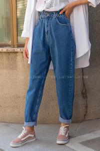 Modalamelif Bel Lastikli Mom Jean Mavi