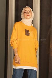 Modalamelif Etek Garnili Sweat Hardal Sarısı