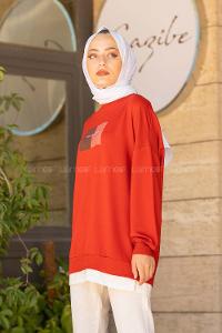 Modalamelif Etek Garnili Sweat Kiremit