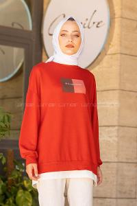 Modalamelif Etek Garnili Sweat Kiremit