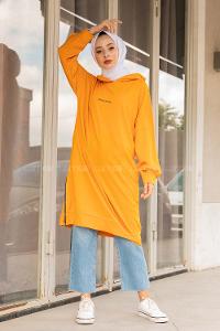 Modalamelif Brooklyn Baskılı Uzun Sweatshirt Hardal Sarısı