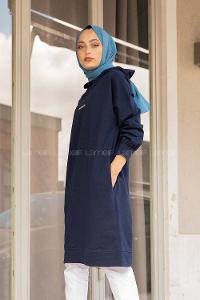 Modalamelif Brooklyn Baskılı Uzun Sweatshirt  Lacivert