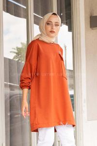 Modalamelif Look Back Baskılı Sweatshirt Kiremit