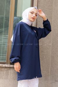 Modalamelif Look Back Baskılı Sweatshirt Lacivert