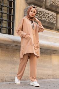 Modalamelif Yarım Balıkçı Yaka İkili Takım Sütlü Kahve