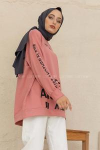 Modalamelif Another Yazı Baskılı Sweatshirt Pudra