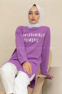 Modalamelif Born To Domınate Baskılı Tunik Lila