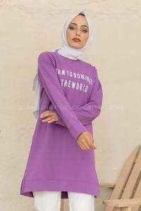 Modalamelif Born To Domınate Baskılı Tunik Lila