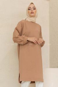 Modalamelif Düz Renk  Sweatshirt Sütlü Kahve