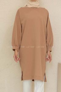 Modalamelif Düz Renk  Sweatshirt Sütlü Kahve