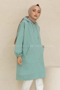 Modalamelif Kol Lastikli Kaguru Cep Tunik Çağla Yeşili