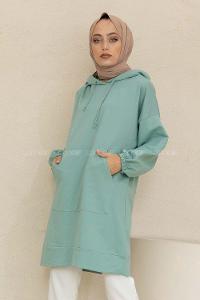 Modalamelif Kol Lastikli Kaguru Cep Tunik Çağla Yeşili