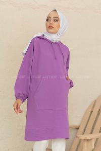Modalamelif Kol Lastikli Kaguru Cep Tunik Lila