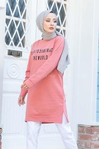 Modalamelif Born To Domınate Baskılı Tunik Pudra