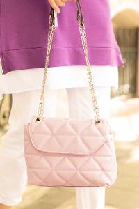 Modalamelif Dikişli Kapitone Çapraz Çanta Pudra