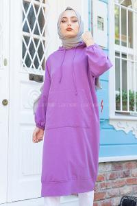 Modalamelif İki Cepli Kol Lastikli Sweatshirt Lila