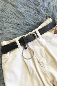 Modalamelif Metal Halka Köprü Detaylı Gümüş Kemer Siyah