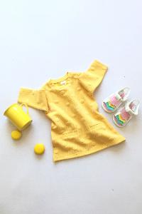 Modalamelif Kız Bebek Sarı Puantiyeli Elbise