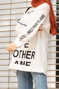 Modalamelif Another Yazı Baskılı Sweatshirt Beyaz