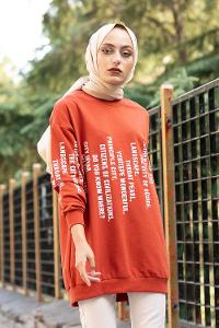 Modalamelif Cty Baskılı Sweatshirt Kiremit