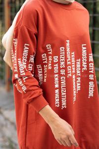 Modalamelif Cty Baskılı Sweatshirt Kiremit