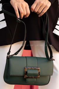 Modalamelif Deri Görünüm Tokalı Çanta Zümrüt