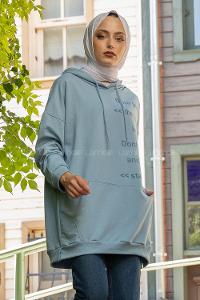 Modalamelif Dont Give Up Baskılı Sweatshirt Açık Mavi