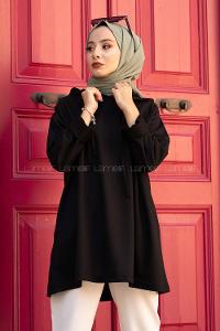 Modalamelif  Gizli Cepli Kapşonlu Sweatshirt Siyah