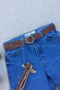 Modalamelif Halka Tokalı Gümüş Kemer Kahverengi