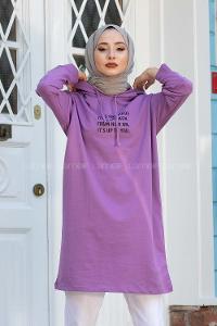 Modalamelif Kolları Çıtçıtlı Sweatshirt Mor